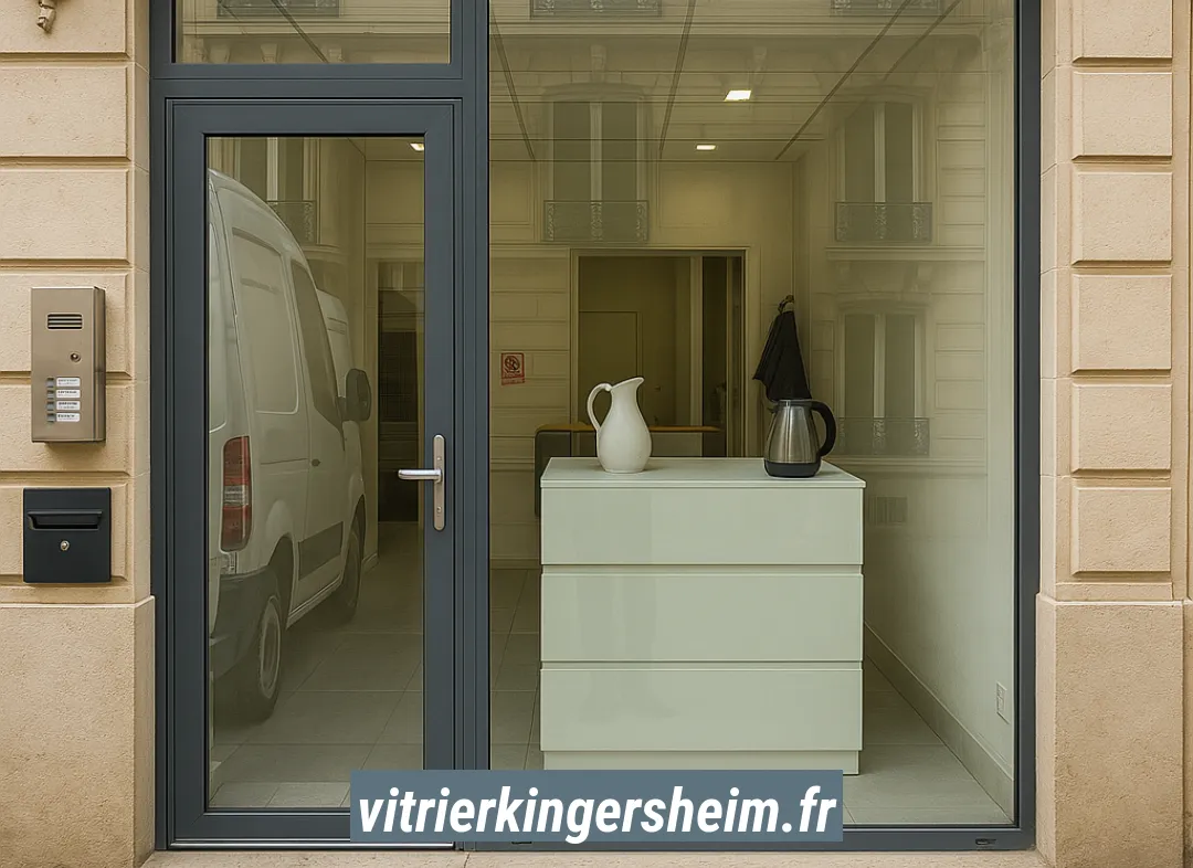 Façade vitrine de magasin en aluminium sur mesure à Kingersheim